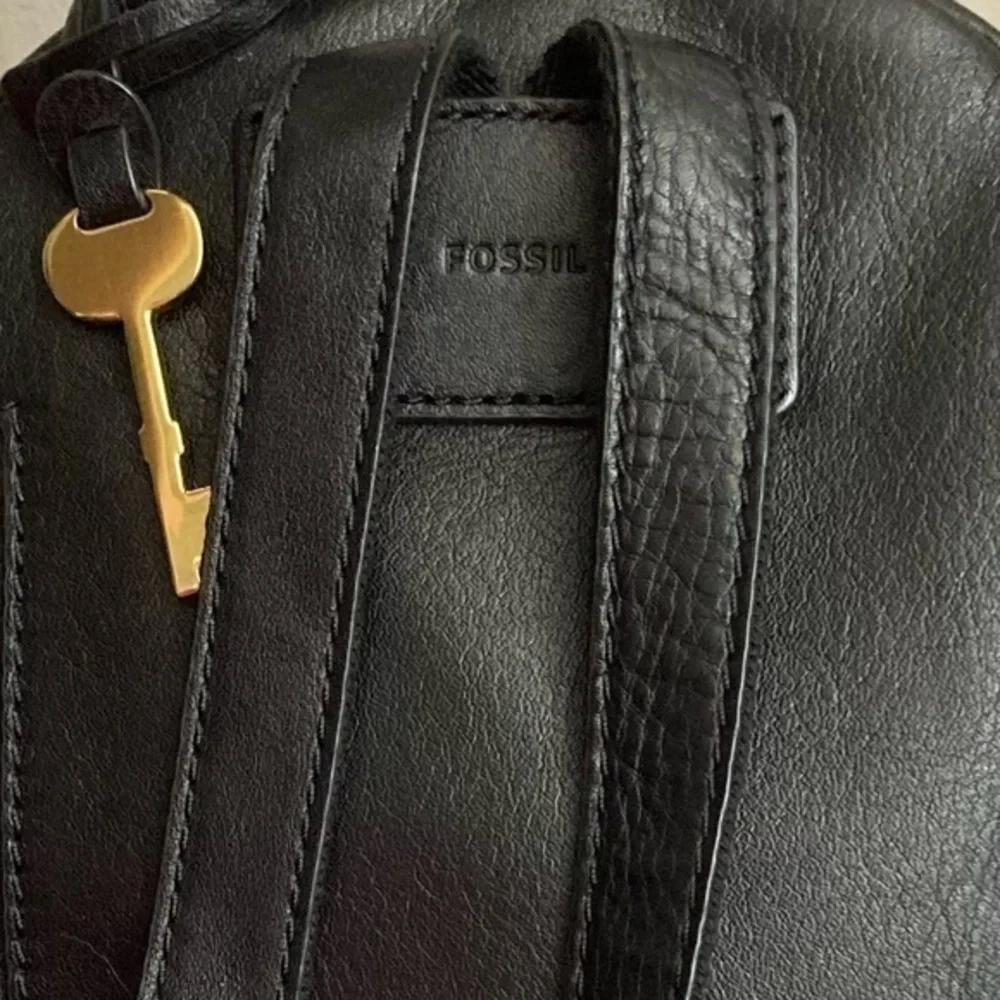 Fossil black leather backpack bag